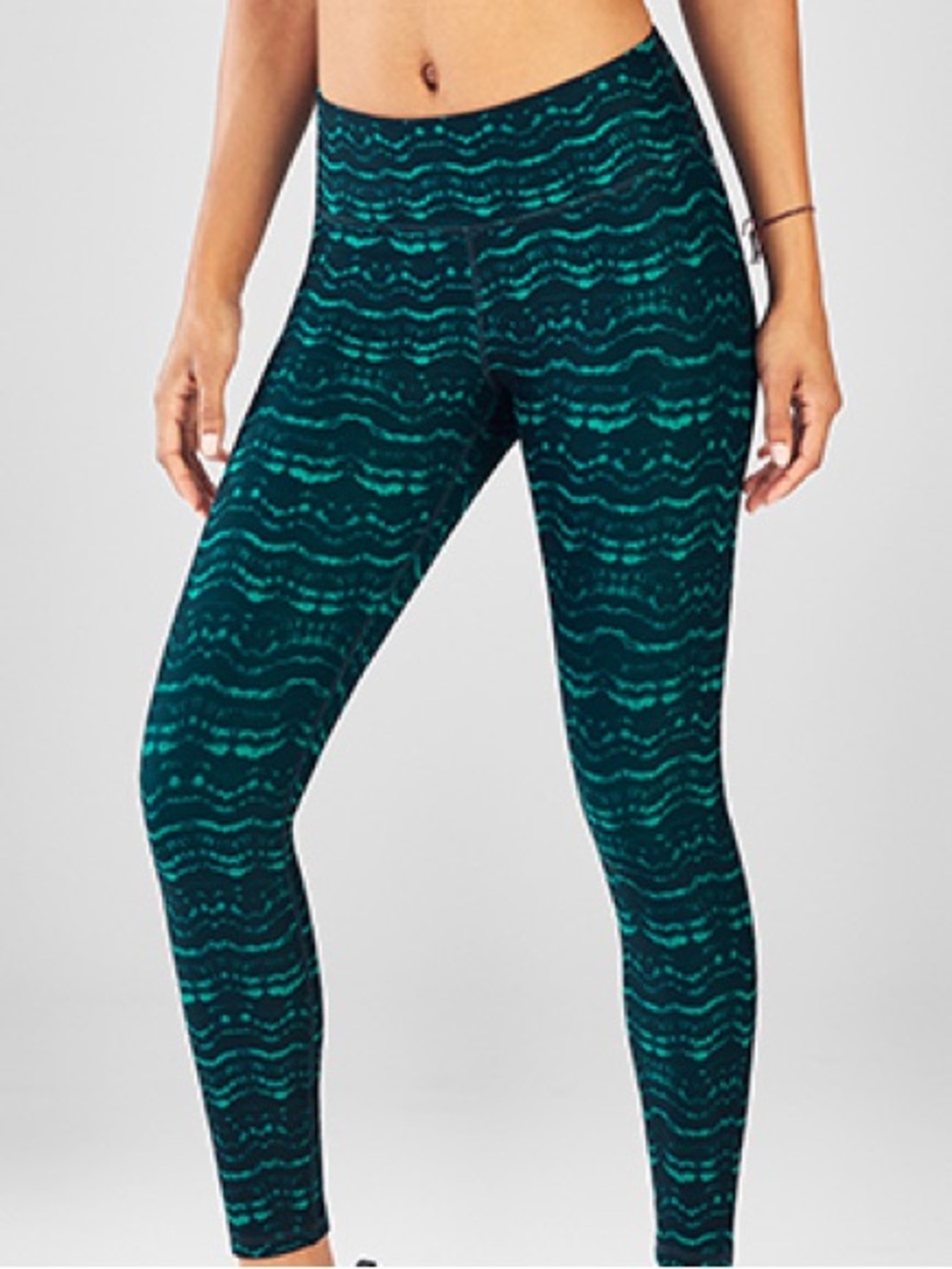 Fabletics Women’s High-Rise Performance Leggings in Teal Pattern